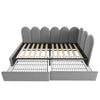 Plush Velvet Upholstered Daybed 3ft Single Sofa Bed with Storage Drawers, Grey