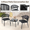 3 Piece Outdoor Wicker Furniture Set Patio Rattan Conversation Set with Table