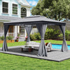 296x397cm Double Roof Patio Canopy Large Outdoor Gazebo Gray