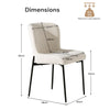 2PC Beige Dining Chairs Velvet Upholstered Seat Kitchen Chair Metal Legs