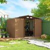 Outsunny 9 x 6FT Galvanised Garden Storage Shed w/Sliding Door, Light Brown
