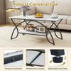 Modern Faux Marble Coffee Table with Storage Shelf