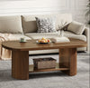 Oval Coffee Table, 2-Tier Modern Coffee Table Accent Center Table with Storage