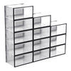 12 x Stackable Foldable Boxes Trainers Organiser Clear Plastic Shoe Storage Box