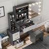 Blisswood Dressing Table with Mirror and Stool, 4 Drawer 3 open Storage Shelves