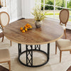 120cm Round Dining Table Industrial Kitchen Table w/ Metal Frame for Dining Room