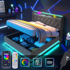 Ottoman Hydraulic Storage King 5ft Grey Upholstered Bed Frame with LED Lights