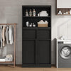 Bathroom Cabinet,51" Freestanding Storage Unit w/Doors&2-Drawer,White/Black/Gray