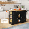 Kitchen Island Storage Trolley Cart with Drop Leaf, Drawers & Spice Racks, Black