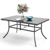 Metal Garden Dining Table Outdoor Patio Table w/ Umbrella Hole for 6 Person