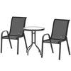 Garden Bistro Set, Small Garden Set w/ Stackable Chairs, Black