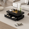 Coffee Table with Storage Drawers & LED Strips Black Tea Table for Living Room