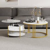 Set of 2 Nesting Coffee Tables Round Stacking Sofa Side Tables for Living Room