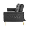 Sofa Bed 3 Seater Faux Leather Click Clack Couch Cup Holders Grey Cream Black