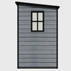 6X4FT Plastic Garden Shed Pent with Floor Window Lockable Door Wood Grain Grey