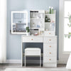 White Vanity Desk Set Makeup Mirror w/ LED Lighted Dressing Table Desk and Stool