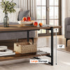 2-Tier Coffee Table Wood Tabletop Metal Frame Industrial Style for Living Room