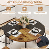 118cm Round Kitchen Table & 4 Stools with Wooden Tabletop Brown