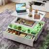 High Gloss LED Coffee Table With Hidden Storage Lift Top & 2 Drawers Furniture