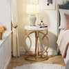 Modern Round End Table with Thick Faux Marble Top, Side Table Cocktail Table