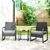Rattan Garden Bistro Set, 3 Piece Rattan Garden Furniture with Cushions, Black