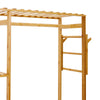 Bamboo Wooden Single Clothes Rail Garment Rack Hanging Stand Open Wardrobe Shelf