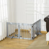Freestanding Pet Gate 4 Panel Folding Wooden Dog Barrier w/ Support Feet
