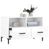 TV Cabinet in High Gloss White Engineered Wood with Legs, Spacious E9I2