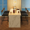 Bar Stool Set of 4 Upholstered Chair w/ Back Footrest for Island Dining kitchen