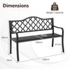 128CM Patio Bench Slatted Metal Garden Bench for 2-3 People Black