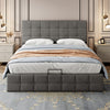 UPHOLSTERED OTTOMAN BED 4FT6 DOUBLE BED FRAME WITH STORAGE, VELVET FABRIC GREY