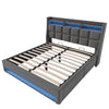 6FT SUPER KING OTTOMAN BED FRAME WITH STORAGE, LED LIGHTING, USB TYPE-C, GREY