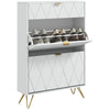 Narrow Shoe Cabinet with Adjustable Shelves for 12 Pairs of Shoes, White