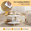 80cm Circle Tea Table Wooden Accent Table with Metal Frame