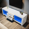 High Gloss White TV Unit Storage Cabinet Stand 160cm with LED Light 2 Drawers