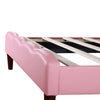 Single Bed Frame 3ft PU Leather Upholstered Bed with Adjustable Headboard Pink