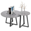 2Pcs Round Nesting Coffee Table Grey Marble End Side Tables Furniture Cross Legs
