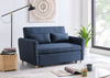 Sofa Bed Pull Out 2-Seater Double Linen Blend Metal Frame Guest Bed | Navy Blue