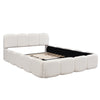 Upholstered Double Bed 4ft6 with Velvet Headboard and Sturdy Wooden Slats, Beige