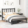 Double Size Heavy-Duty Metal Frame Modern Bed Frame w/Under-bed Storage