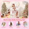 Kids Vanity Set Dressing Desk and Chair Set with Mirror-White