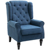 Retro Accent Chair Wingback Armchair with Wood Frame for Living Room Dark Grey