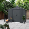 Large 10x6ft Shed Metal Garden Tools Bike Storage Shed Outdoor House W/Open Shed