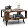Industrial Coffee Table 2-Tier Wooden Center Table Small Side Table Living Room