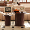 40CM/60CM Coffee Table Round Wood Side Table Sets With Hidden Storage Walnut
