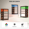 4-Tier Corner TV Stand with Storage, LED Lights, Cable Management, Small TV Unit