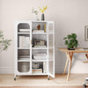 5-Tier Tall Kitchen Pantry with Adjustable Shelves and Semi-Transparent Doors-Wh
