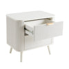 DUSK Hattie 2 Drawer Ridged Modern Bedside Table, Warm White & Gold