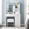 White Vanity Desk Set Makeup Mirror w/ LED Lighted Dressing Table Desk and Stool