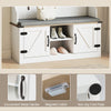 Farmhouse Entryway Bench with Shoe Storage & 7 Hooks